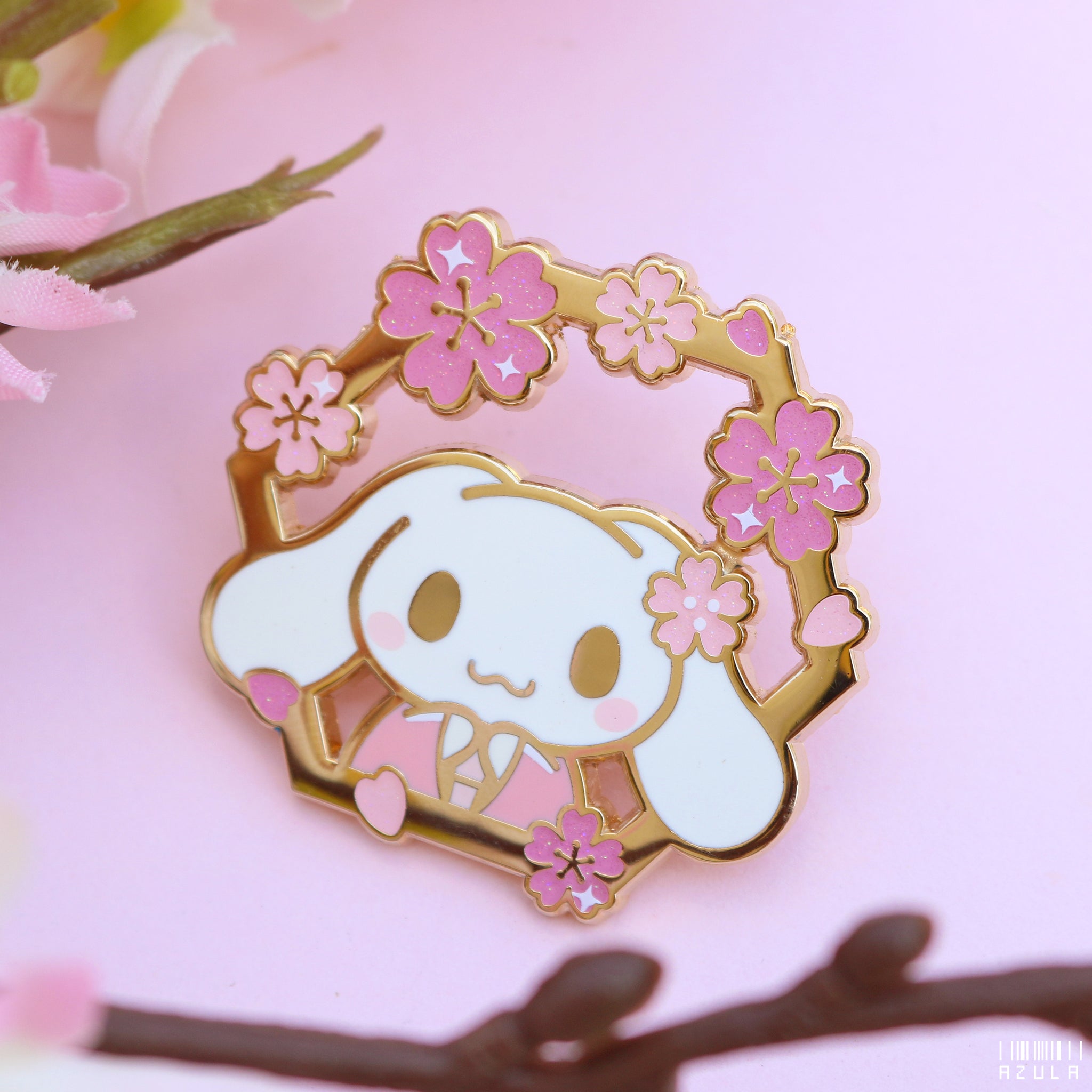 CINNAMON PUP SAKURA ✦ ENAMEL PIN